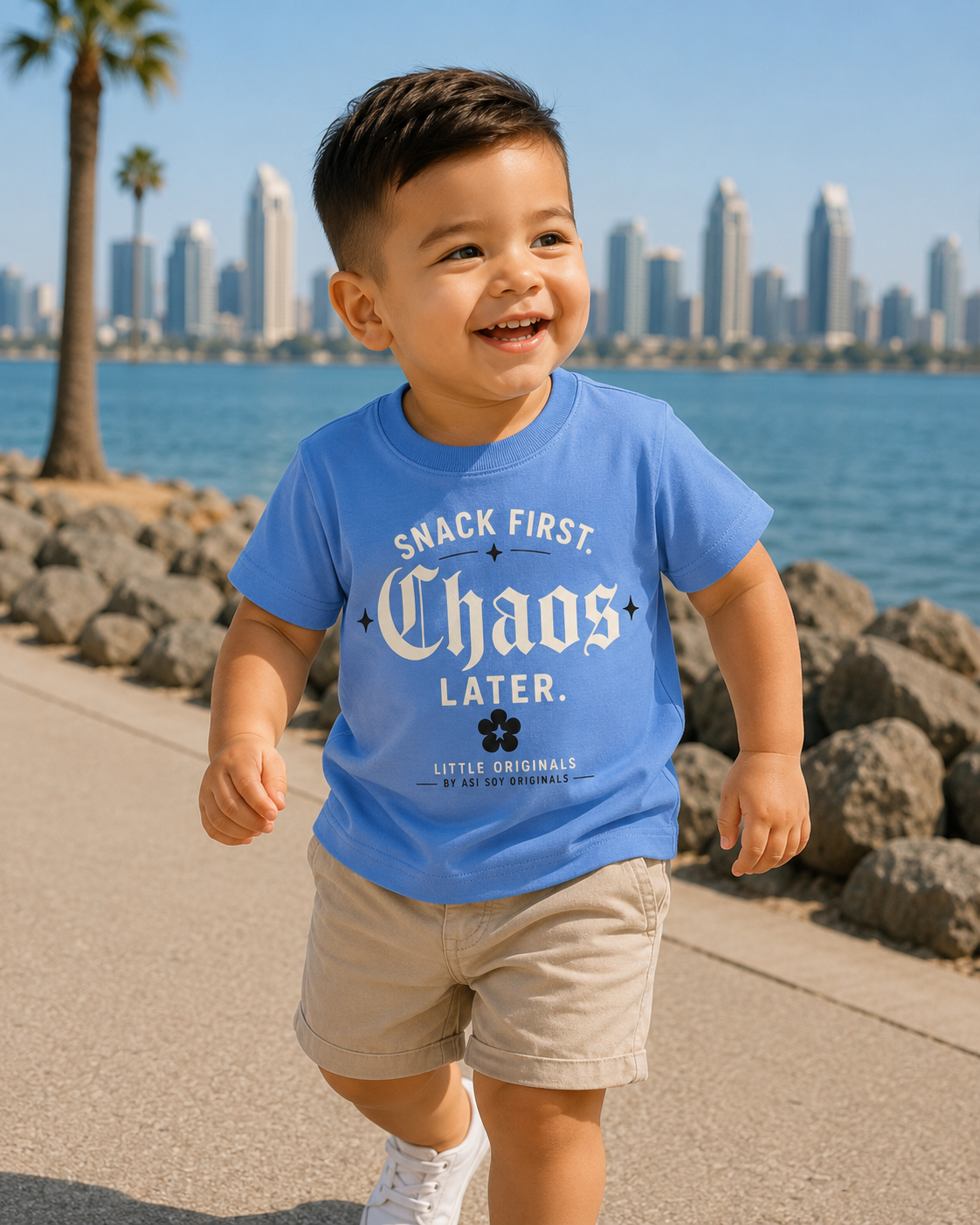 Snack First. Chaos Later. Toddler Tee