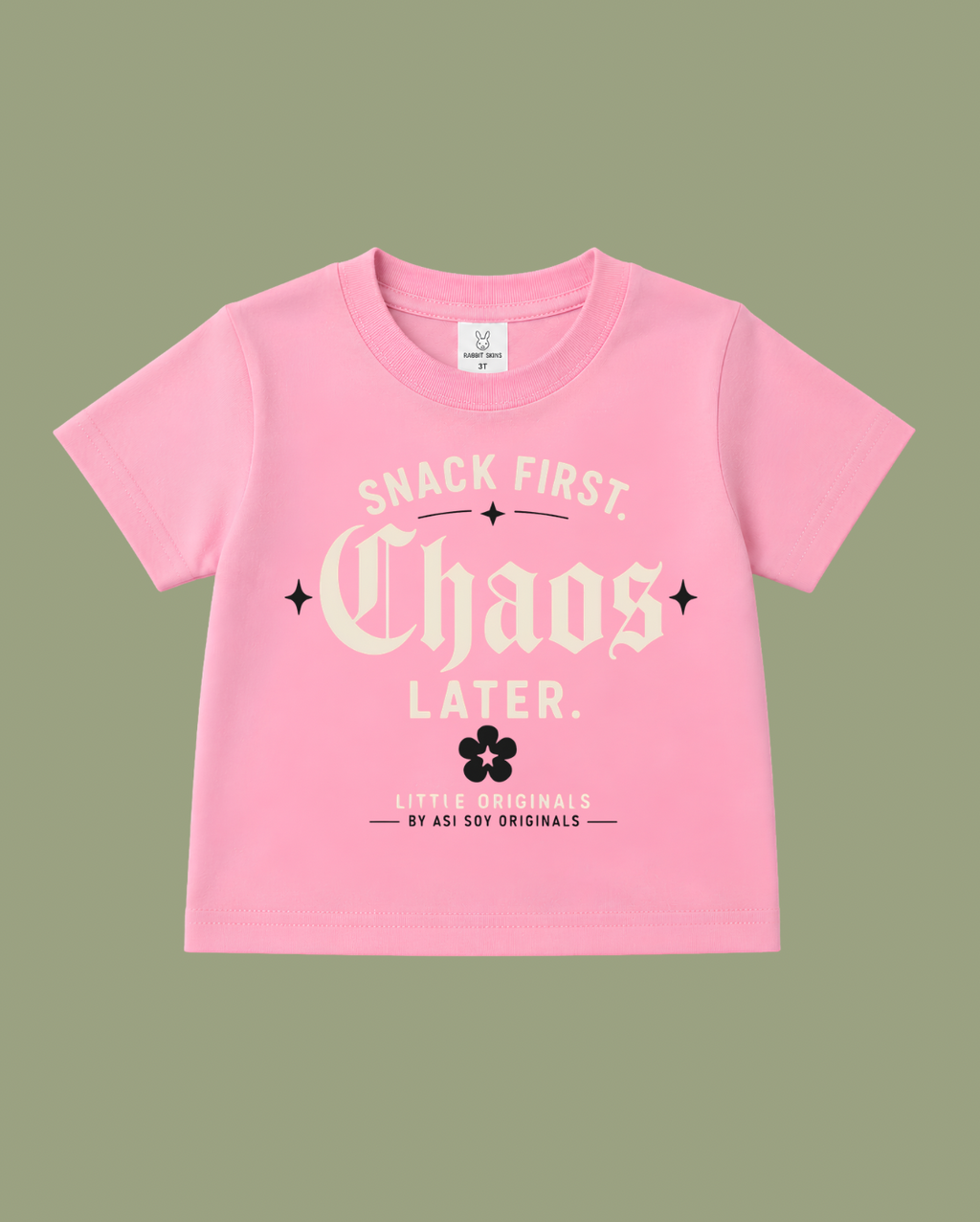 Snack First. Chaos Later. Toddler Tee