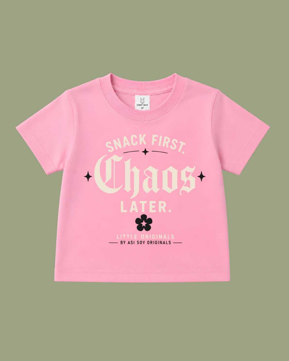 Snack First. Chaos Later. Toddler Tee