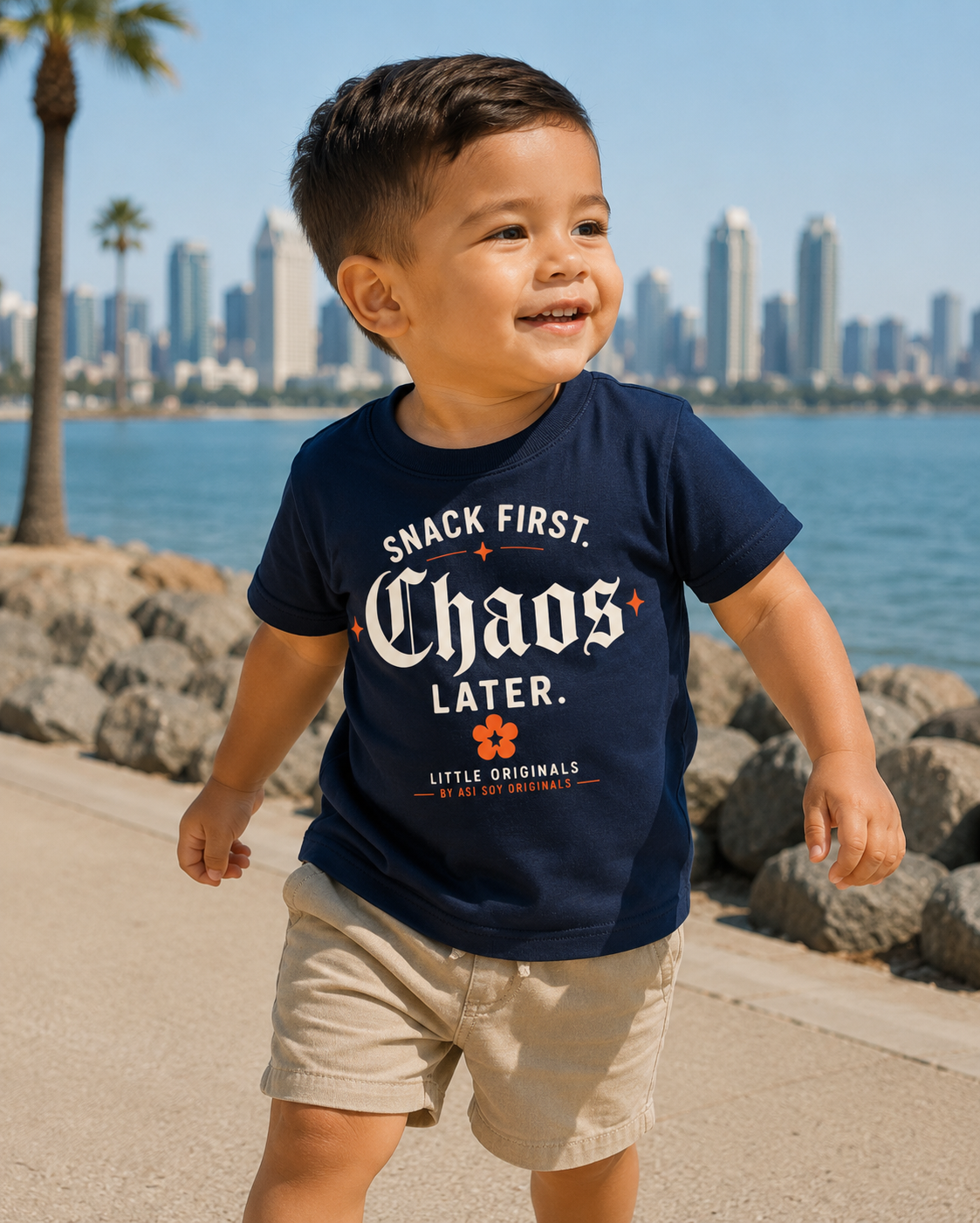 Snack First. Chaos Later. Toddler Tee